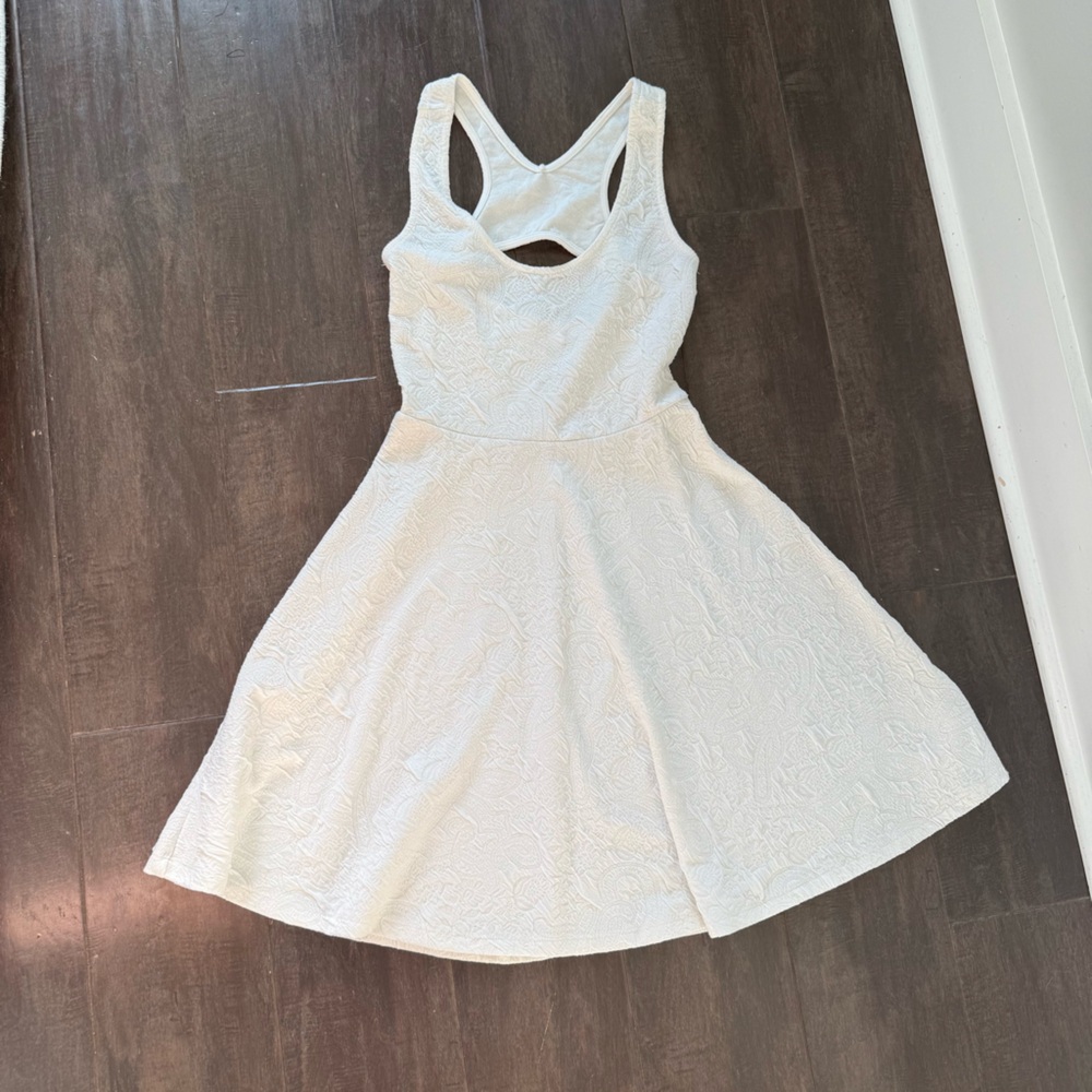 Everly White Floral Jacquard Sleeveless Fit & Flare Dress Cut-Out Back Size S